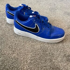 Special Edition Nike Blue Patent Leather AF1 Sneakers | Statement Swoosh Shoes
